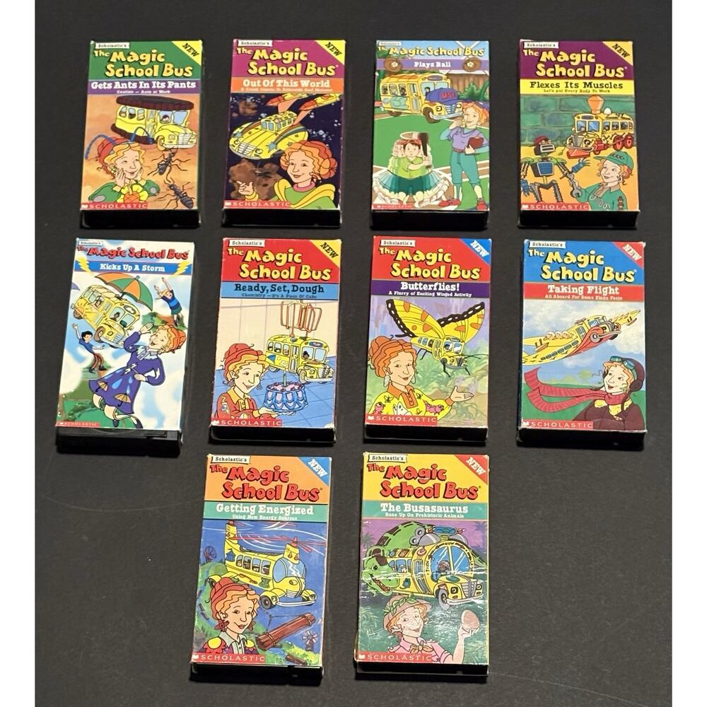 The Magic School Bus VHS Lot of 10 Tested Working Scholastic Educational Tapes
